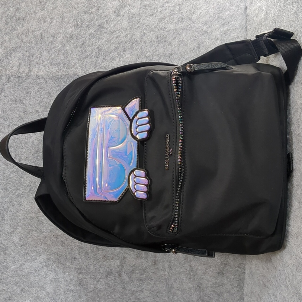 Karl Lagerfeld Paris Amour nylon Mini Backpack Purse Black Logo Sunglasses
